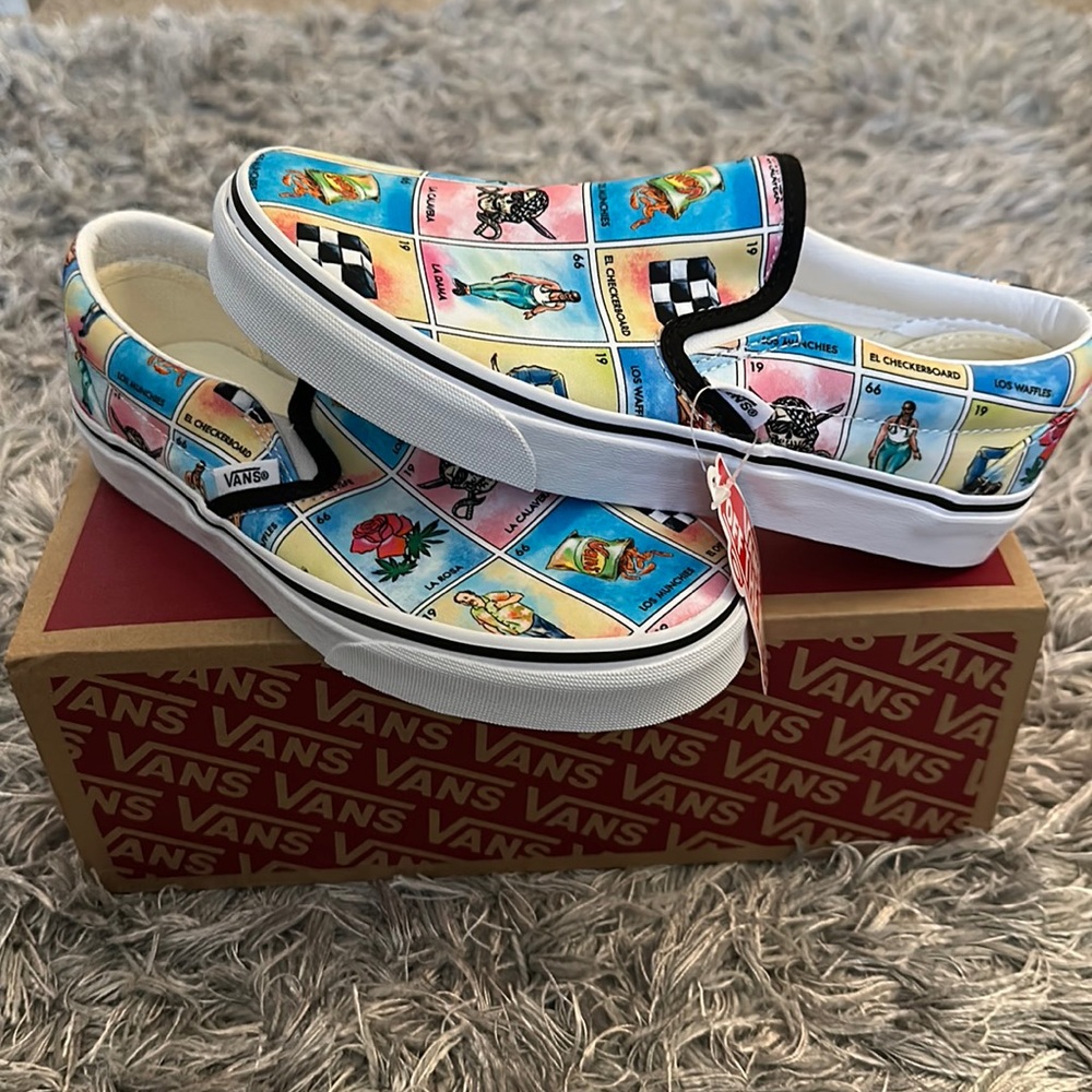 🆕 Vans Slip-On Loteria Multi & White Skate Shoes